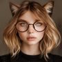 眼镜妹猫眼复古框眼镜，上扬猫眼轮廓镜框展示，粉棕色调优雅精致，适合复古风眼镜妹提升眼角线条